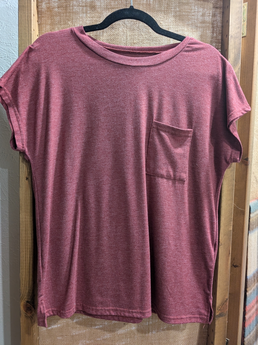 Relaxed Pocket Crew Neck Tee - Dusty Red